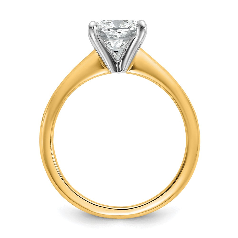 14K Two-Tone Gold Two-tone 2 1/2 carat Certified Lab Grown Diamond VS+ F+ Cushion Complete Solitaire Engagement Ring