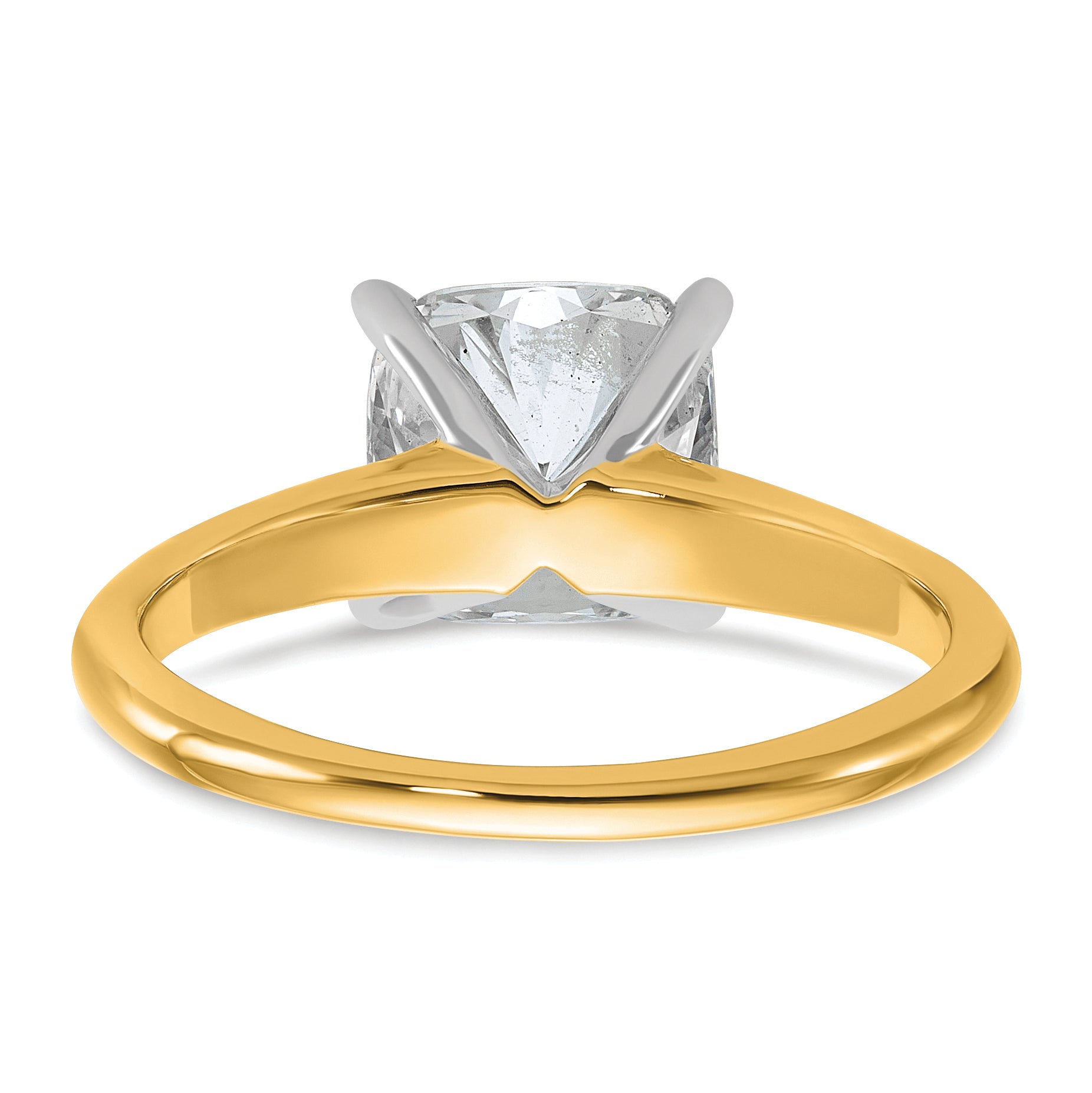 14k Two-tone 2 1/2 Ct. Certified Lab Grown Diamond VS/SI+ G+ Cushion Solitare Engagement Ring