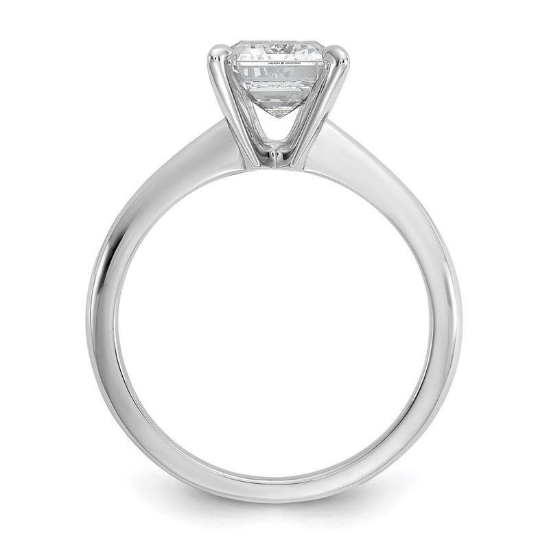14K White Gold 2 1/2 carat Lab Grown Diamond VS+ F+ Emerald Solitaire Complete Engagement Ring