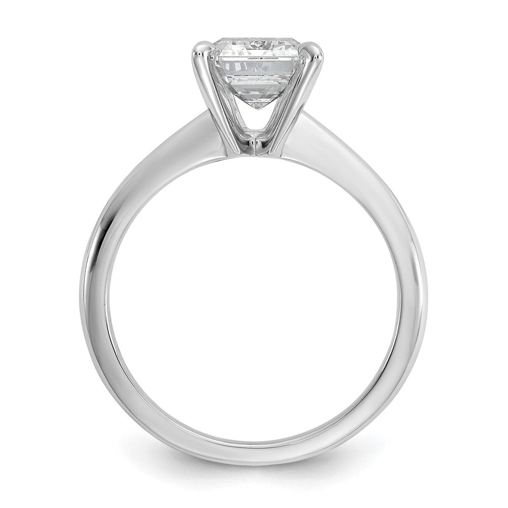 14K White Gold 2 1/2 carat Certified Lab Grown Diamond VS+ F+ Emerald Solitaire Complete Engagement Ring