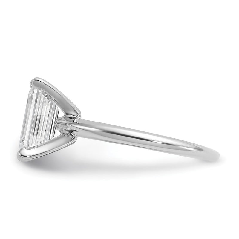 14K White Gold 2 1/2 carat Certified Lab Grown Diamond VS+ F+ Emerald Solitaire Complete Engagement Ring