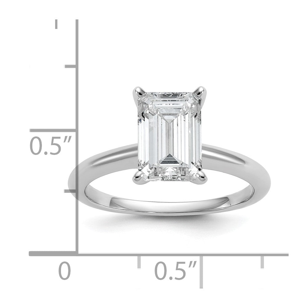 14k White Gold 2 1/2 Ct. Certified Lab Grown Diamond VS/SI+ G+ Emerald Solitare Engagement Ring