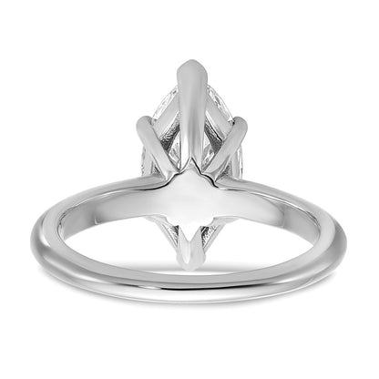 14K White Gold 2 1/2 carat Certified Lab Grown Diamond VS+ F+ Marquise Solitaire Complete Engagement Ring