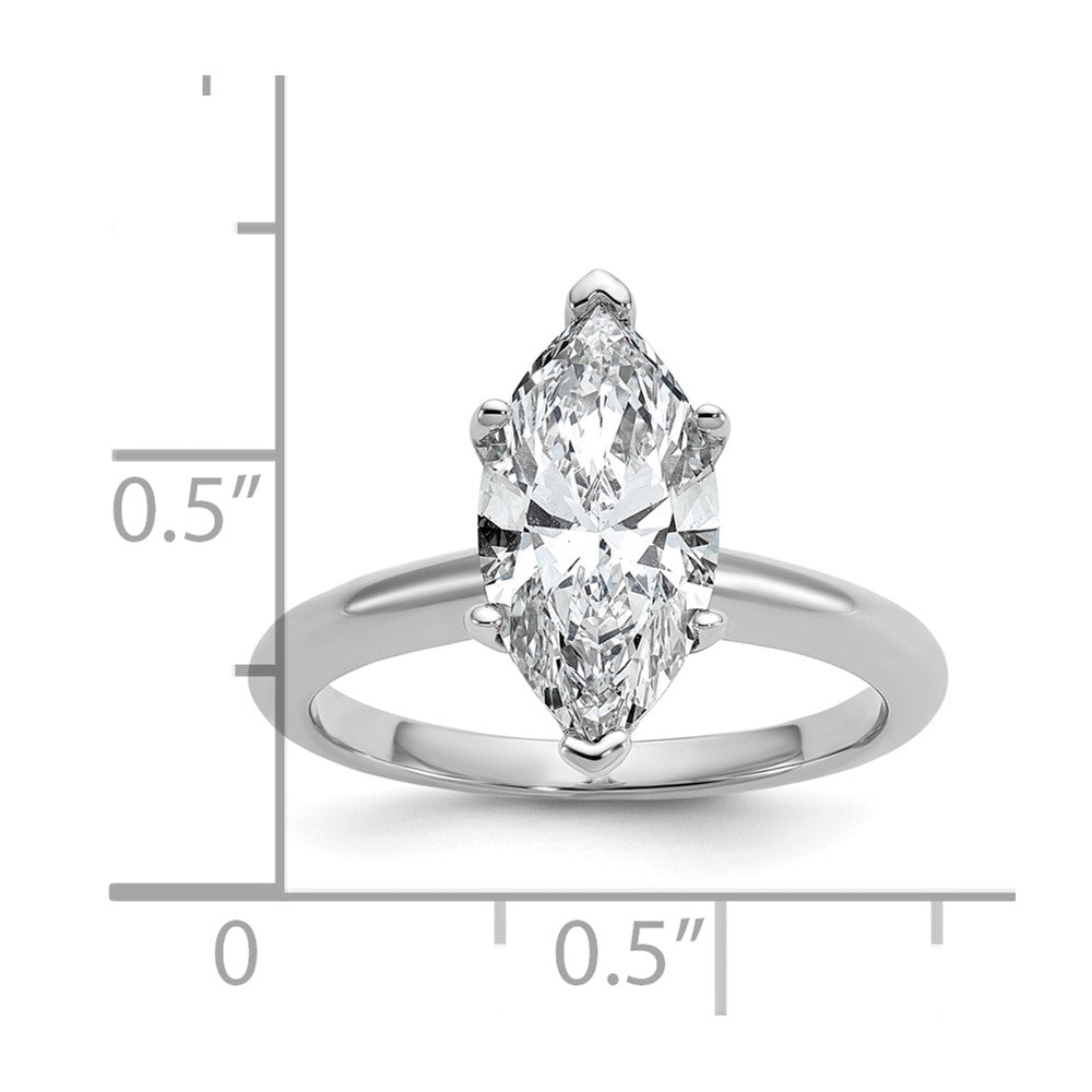 14K White Gold 2 1/2 carat Certified Lab Grown Diamond VS+ F+ Marquise Solitaire Complete Engagement Ring
