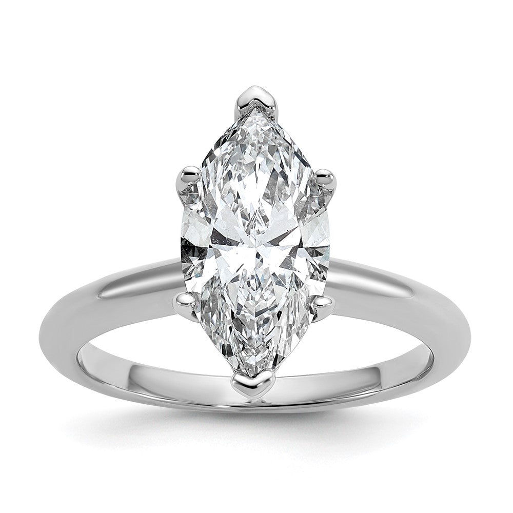 14K White Gold 2 1/2 carat Certified Lab Grown Diamond VS+ F+ Marquise Solitaire Complete Engagement Ring