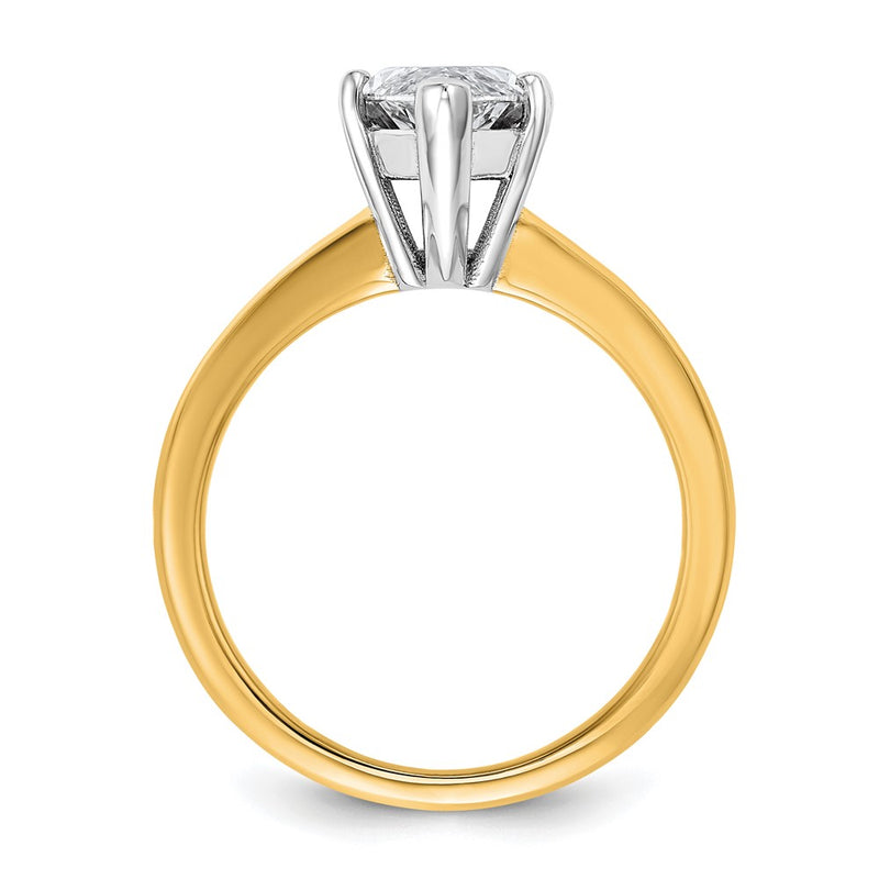 14K Two-Tone Gold Two-tone 2 1/2 carat Lab Grown Diamond VS+ F+ Marquise Solitaire Complete Engagement Ring