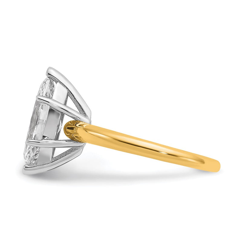 14K Two-Tone Gold Two-tone 2 1/2 carat Lab Grown Diamond VS+ F+ Marquise Solitaire Complete Engagement Ring