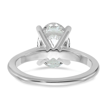 14K White Gold 2 1/2 carat Certified Lab Grown Diamond VS+ F+ Oval Complete Solitaire Engagement Ring