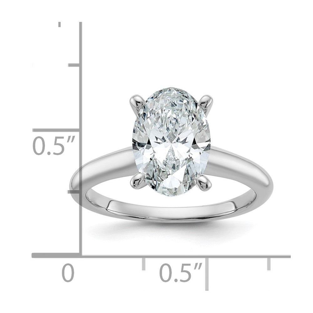 14K White Gold 2 1/2 carat Lab Grown Diamond VS+ F+ Oval Complete Solitaire Engagement Ring