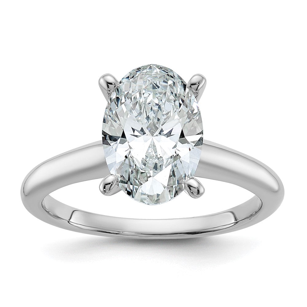 14K White Gold 2 1/2 carat Certified Lab Grown Diamond VS+ F+ Oval Complete Solitaire Engagement Ring