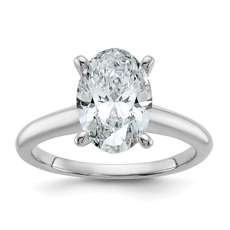 14K White Gold 2 1/2 carat Certified Lab Grown Diamond VS+ F+ Oval Complete Solitaire Engagement Ring