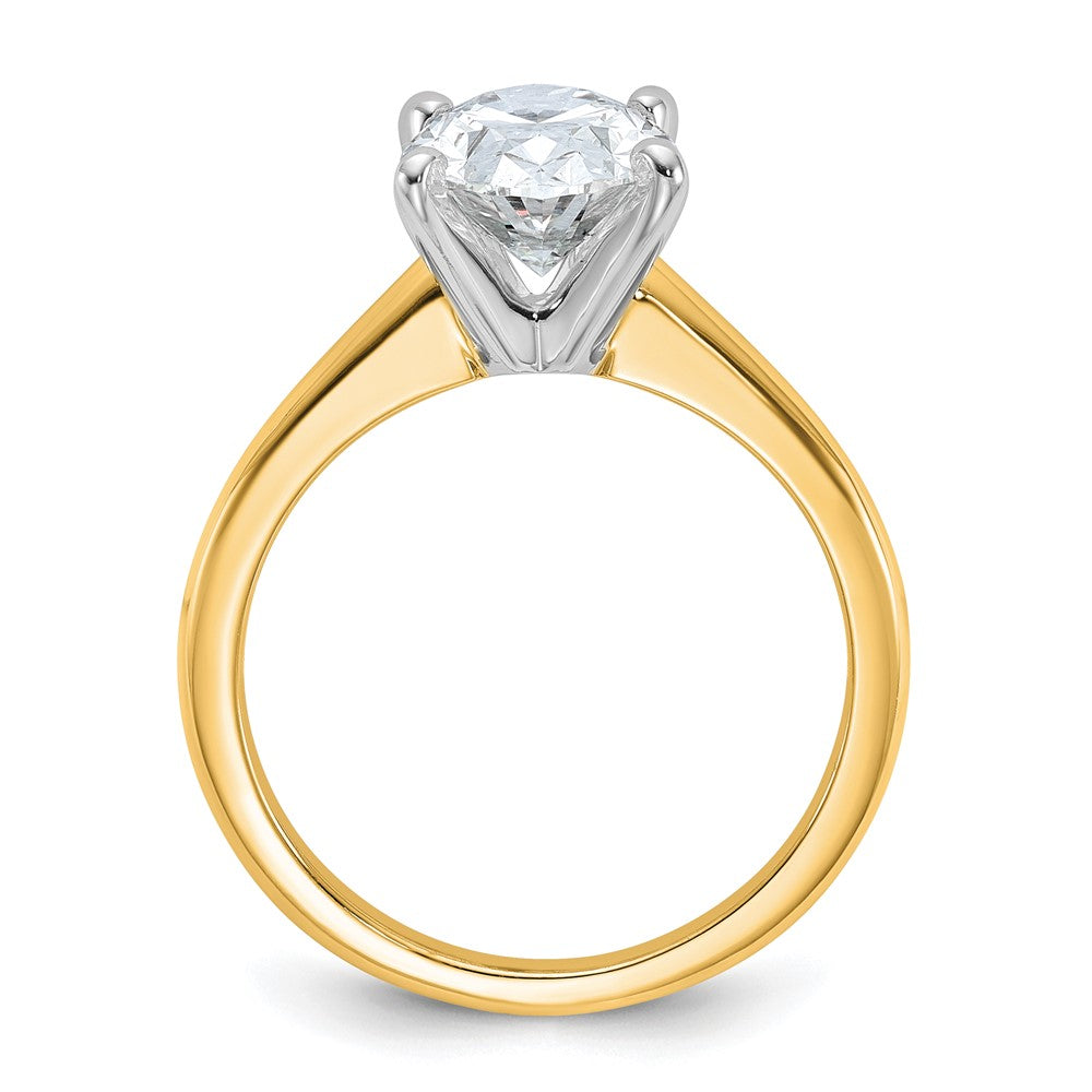 14K Two-Tone Gold 2 1/2 carat Certified Lab Grown Diamond VS+ F+ Oval Complete Solitaire Engagement Ring
