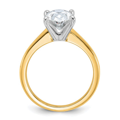 14K Two-Tone Gold 2 1/2 carat Certified Lab Grown Diamond VS+ F+ Oval Complete Solitaire Engagement Ring