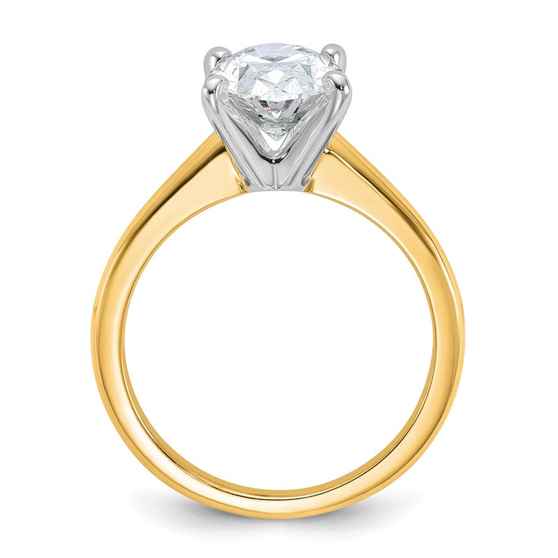 14K Two-Tone Gold 2 1/2 carat Certified Lab Grown Diamond VS+ F+ Oval Complete Solitaire Engagement Ring