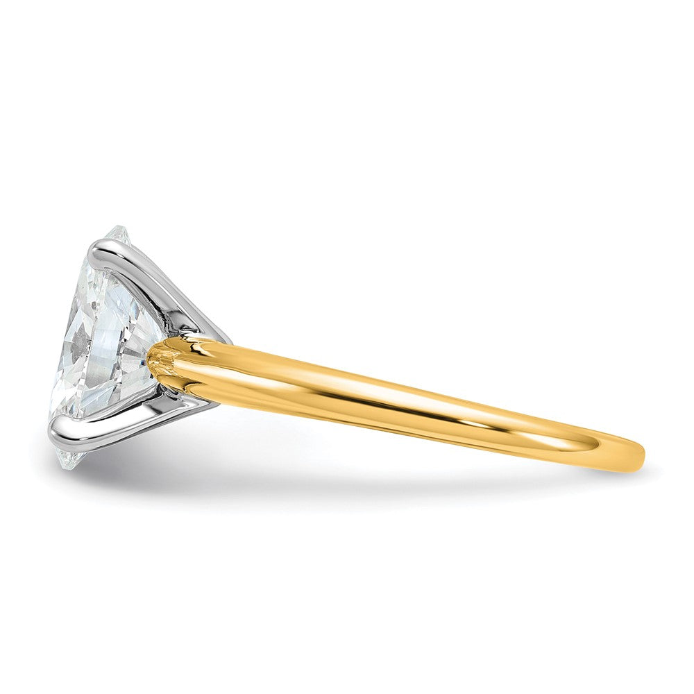 14K Two-Tone Gold 2 1/2 carat Certified Lab Grown Diamond VS+ F+ Oval Complete Solitaire Engagement Ring