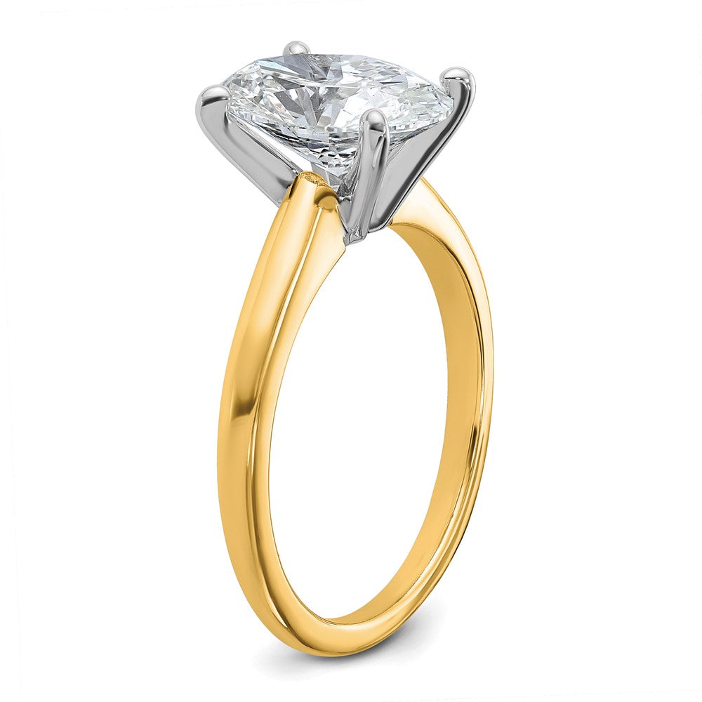 14K Two-Tone Gold 2 1/2 carat Lab Grown Diamond VS+ F+ Oval Complete Solitaire Engagement Ring