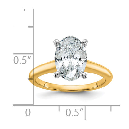 14k Two-tone 2 1/2 Ct. Lab Grown Diamond VS/SI+ G+ Oval Solitare Engagement Ring