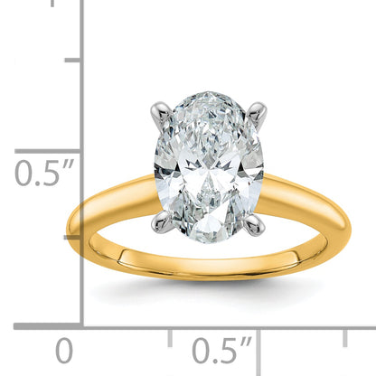 14k Two-tone 2 1/2 Ct. Lab Grown Diamond VS/SI+ G+ Oval Solitare Engagement Ring