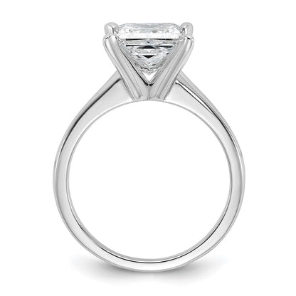 14K White Gold 2 1/2 carat Lab Grown Diamond VS+ F+ Princess Complete Solitaire Engagement Ring