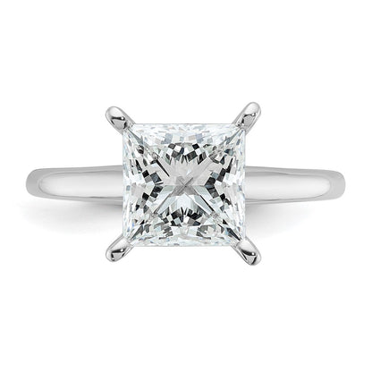 14K White Gold 2 1/2 carat Lab Grown Diamond VS+ F+ Princess Complete Solitaire Engagement Ring
