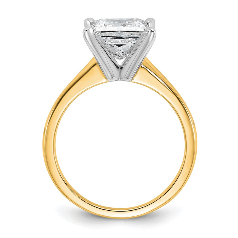 14k Two-tone 2 1/2 Ct. Certified Lab Grown Diamond VS/SI+ G+ Princess Solitare Engagement Ring