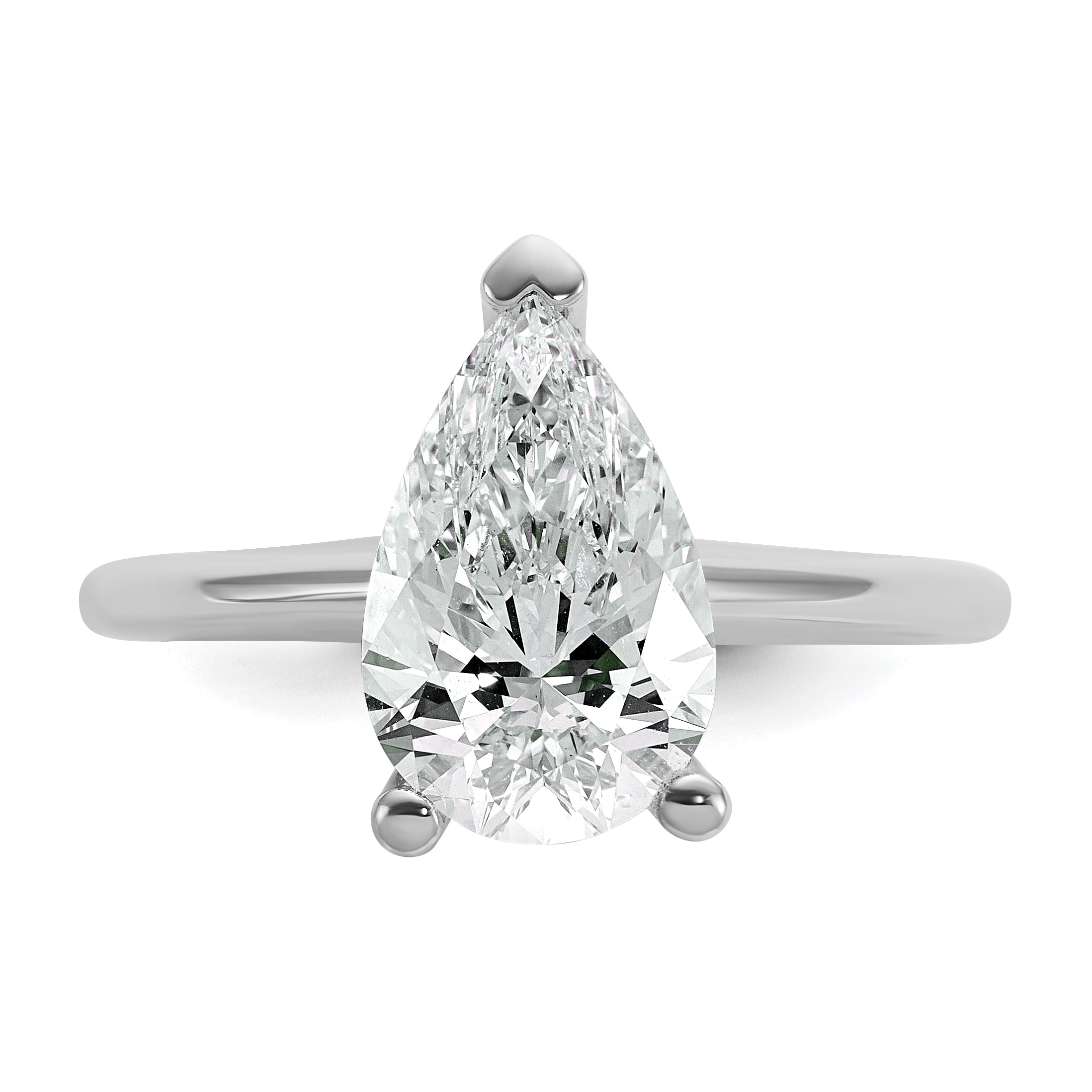 14k White Gold 2 1/2 Ct. Certified Lab Grown Diamond VS/SI+ G+ Pear Solitare Engagement Ring