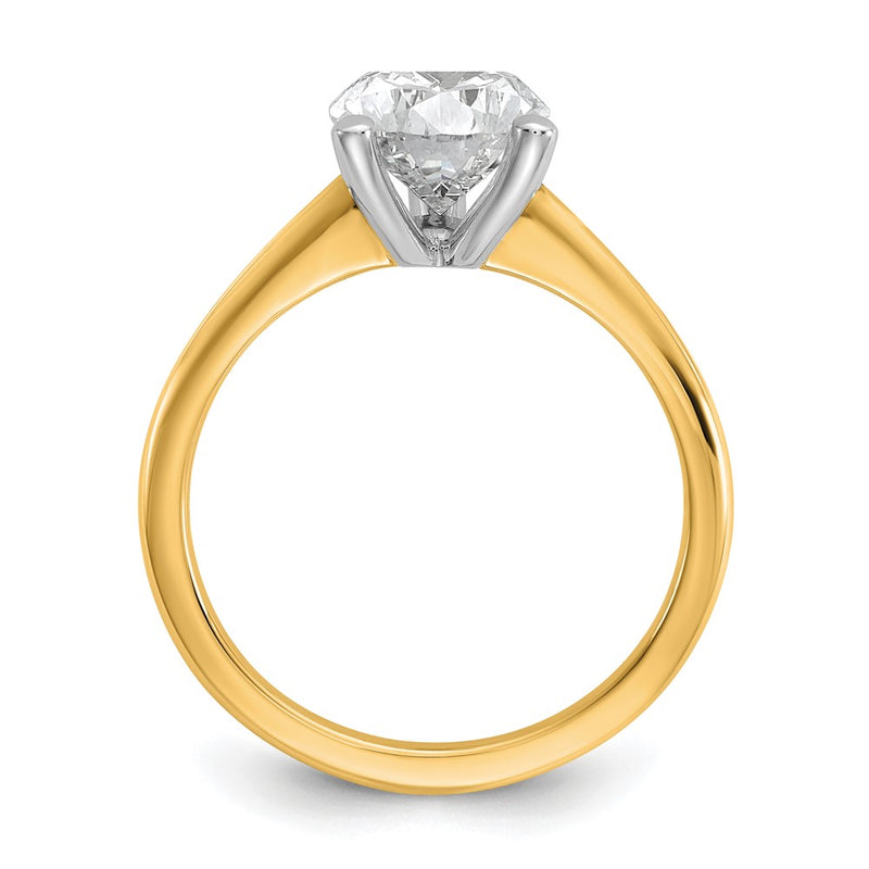 14K Two-Tone Gold Two-tone 2 1/2 carat Certified Lab Grown Diamond VS+ F+ Pear Solitaire Complete Engagement Ring