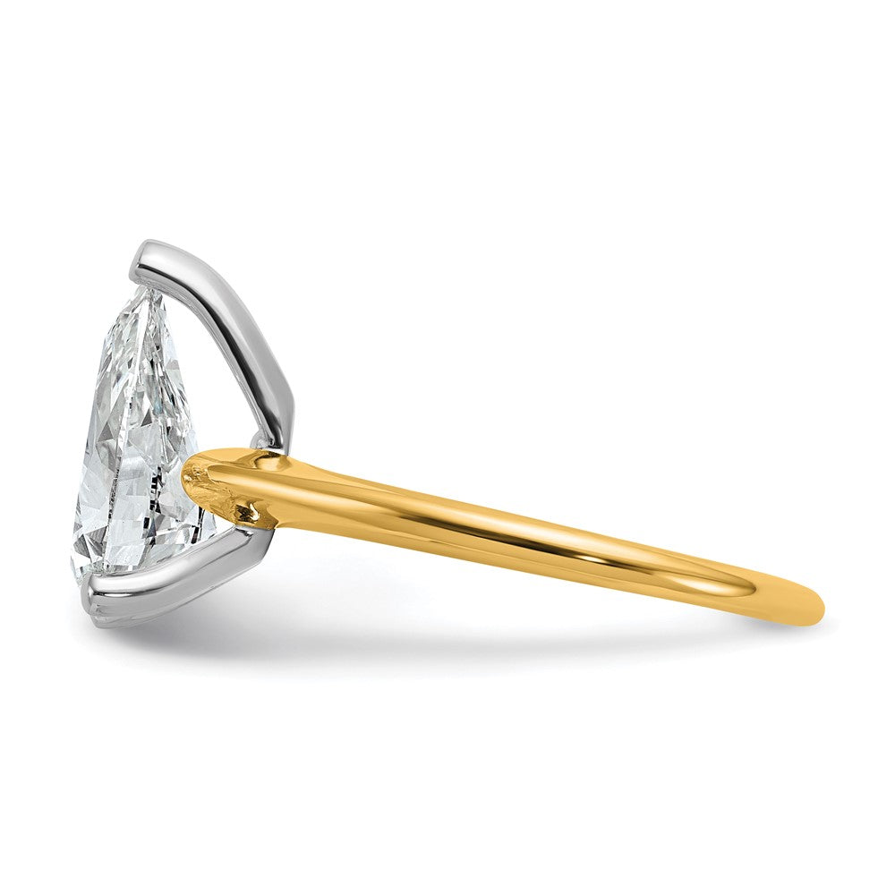 14K Two-Tone Gold Two-tone 2 1/2 carat Certified Lab Grown Diamond VS+ F+ Pear Solitaire Complete Engagement Ring