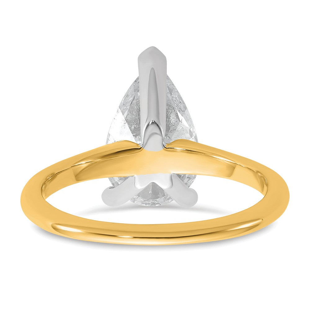14K Two-Tone Gold Two-tone 2 1/2 carat Certified Lab Grown Diamond VS+ F+ Pear Solitaire Complete Engagement Ring