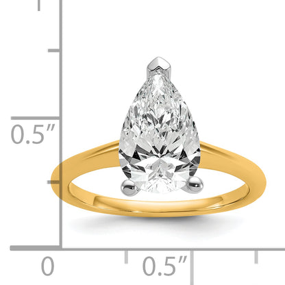 14k Two-tone 2 1/2 Ct. Certified Lab Grown Diamond VS/SI+ G+ Pear Solitare Engagement Ring