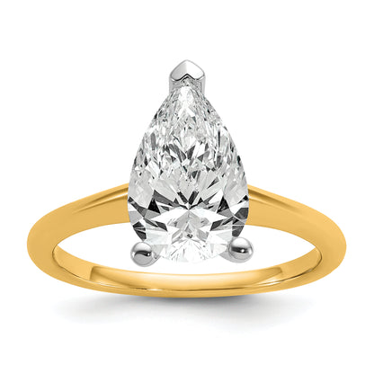14k Two-tone 2 1/2 Ct. Certified Lab Grown Diamond VS/SI+ G+ Pear Solitare Engagement Ring