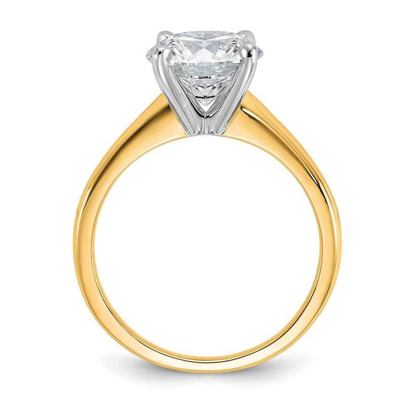 14K Two-Tone Gold 2 1/2 carat Lab Grown Diamond VS+ F+ Round Complete Solitaire Engagement Ring