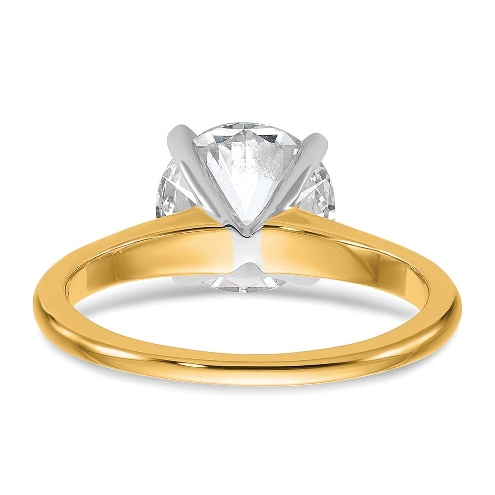 14K Two-Tone Gold 2 1/2 carat Lab Grown Diamond VS+ F+ Round Complete Solitaire Engagement Ring