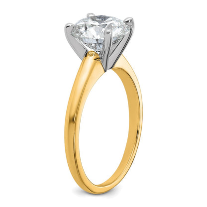 14K Two-Tone Gold 2 1/2 carat Certified Lab Grown Diamond VS+ F+ Round Complete Solitaire Engagement Ring