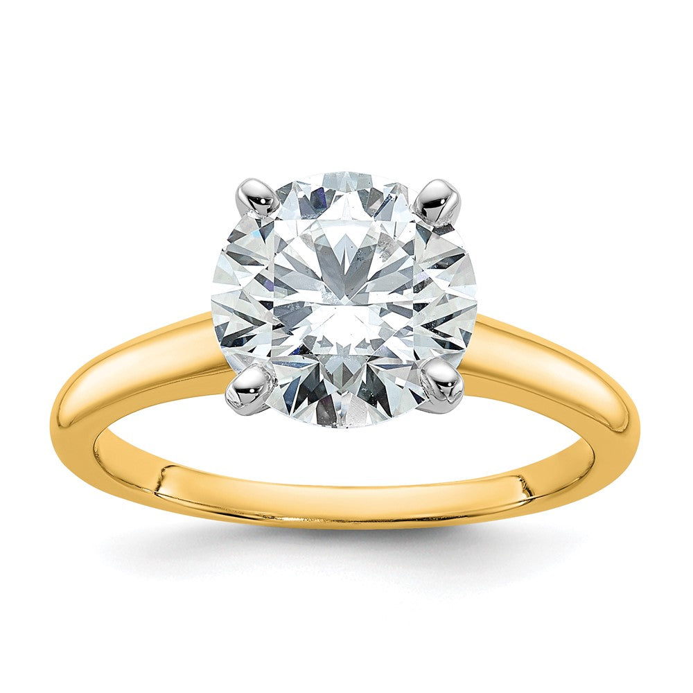14K Two-Tone Gold 2 1/2 carat Certified Lab Grown Diamond VS+ F+ Round Complete Solitaire Engagement Ring