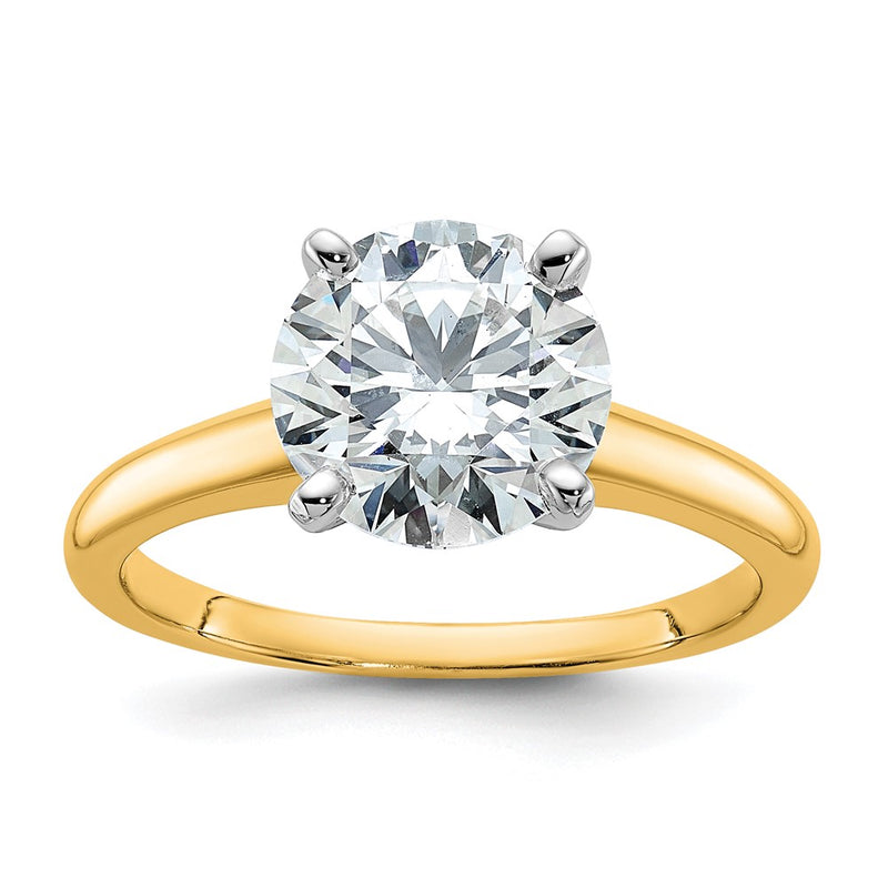 14K Two-Tone Gold 2 1/2 carat Certified Lab Grown Diamond VS+ F+ Round Complete Solitaire Engagement Ring