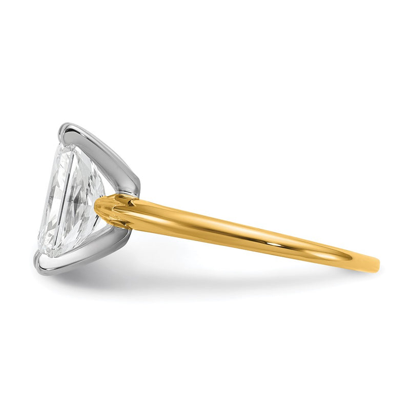 14K Two-Tone Gold Two-tone 2 1/2 carat Certified Lab Grown Diamond VS+ F+ Radiant Solitaire Complete Engagement Ring