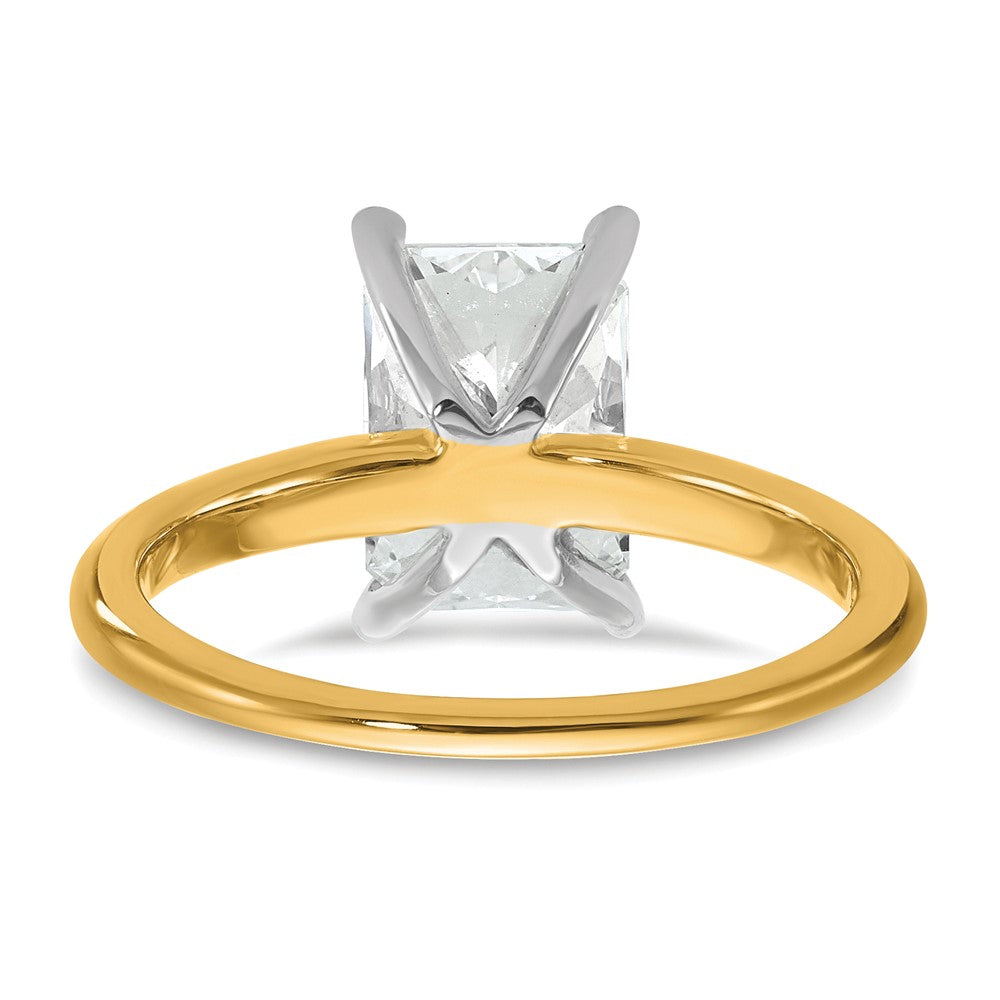 14K Two-Tone Gold Two-tone 2 1/2 carat Lab Grown Diamond VS+ F+ Radiant Solitaire Complete Engagement Ring