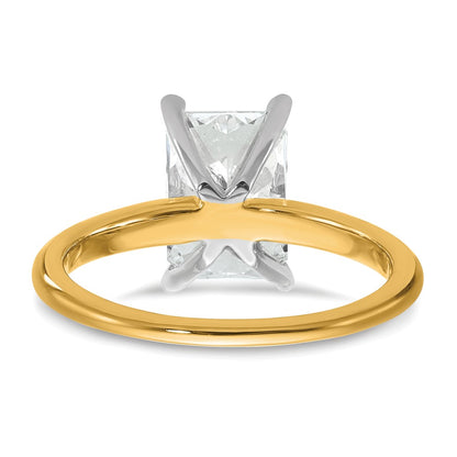14K Two-Tone Gold Two-tone 2 1/2 carat Lab Grown Diamond VS+ F+ Radiant Solitaire Complete Engagement Ring