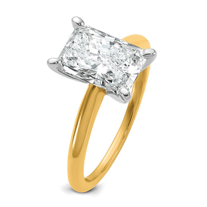 14K Two-Tone Gold Two-tone 2 1/2 carat Lab Grown Diamond VS+ F+ Radiant Solitaire Complete Engagement Ring