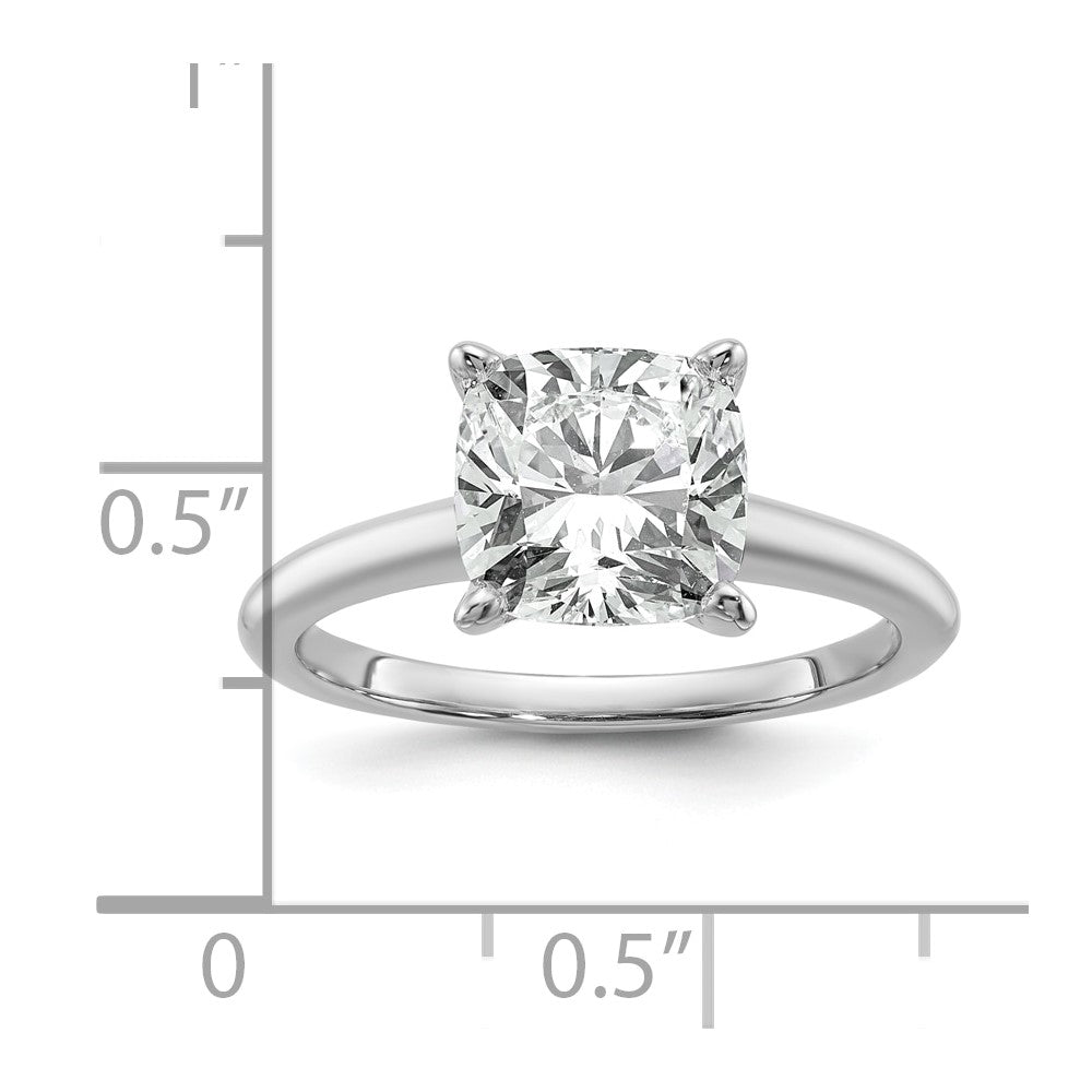 14k White Gold 3 Ct. Certified Lab Grown Diamond VS/SI+ G+ Cushion Solitare Engagement Ring