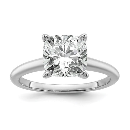 14K White Gold 3 carat Certified Lab Grown Diamond VS+ F+ Cushion Complete Solitaire Engagement Ring