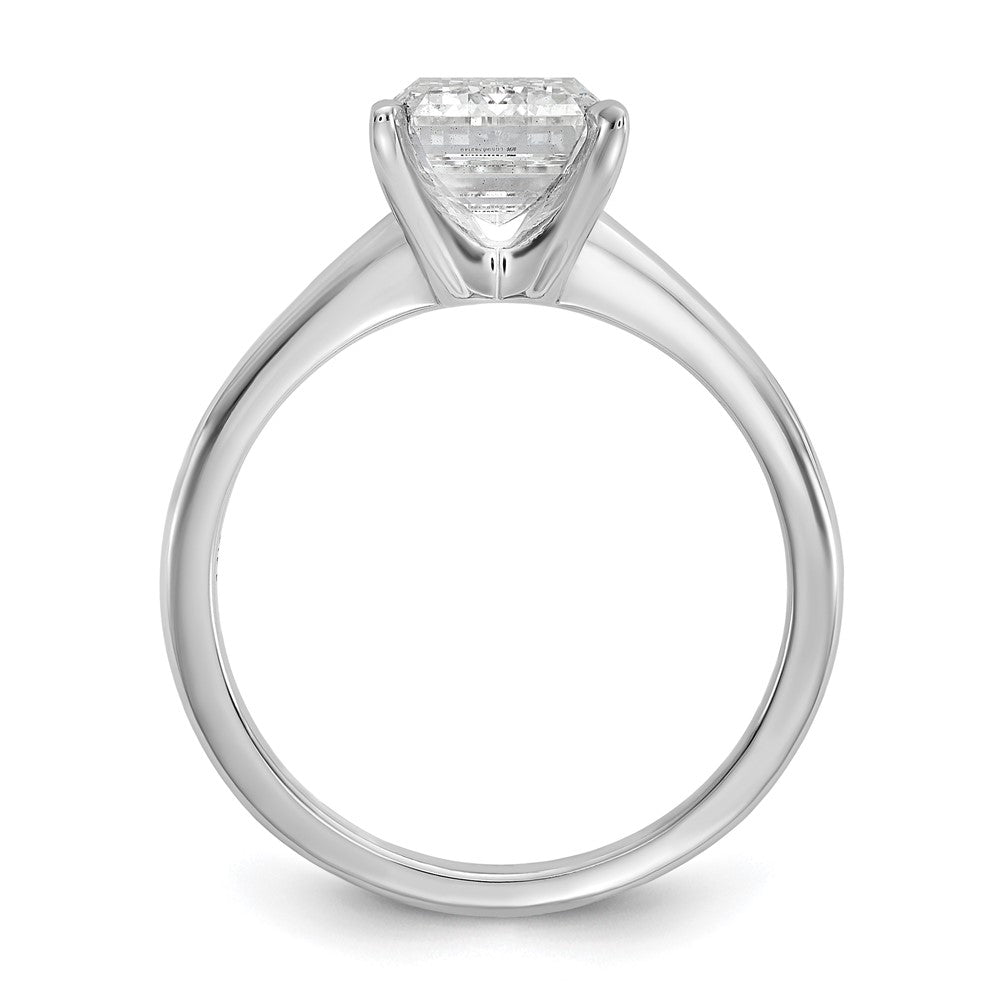 14K White Gold 3 carat Lab Grown Diamond VS+ F+ Emerald Solitaire Complete Engagement Ring