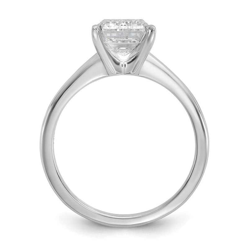 14K White Gold 3 carat Lab Grown Diamond VS+ F+ Emerald Solitaire Complete Engagement Ring