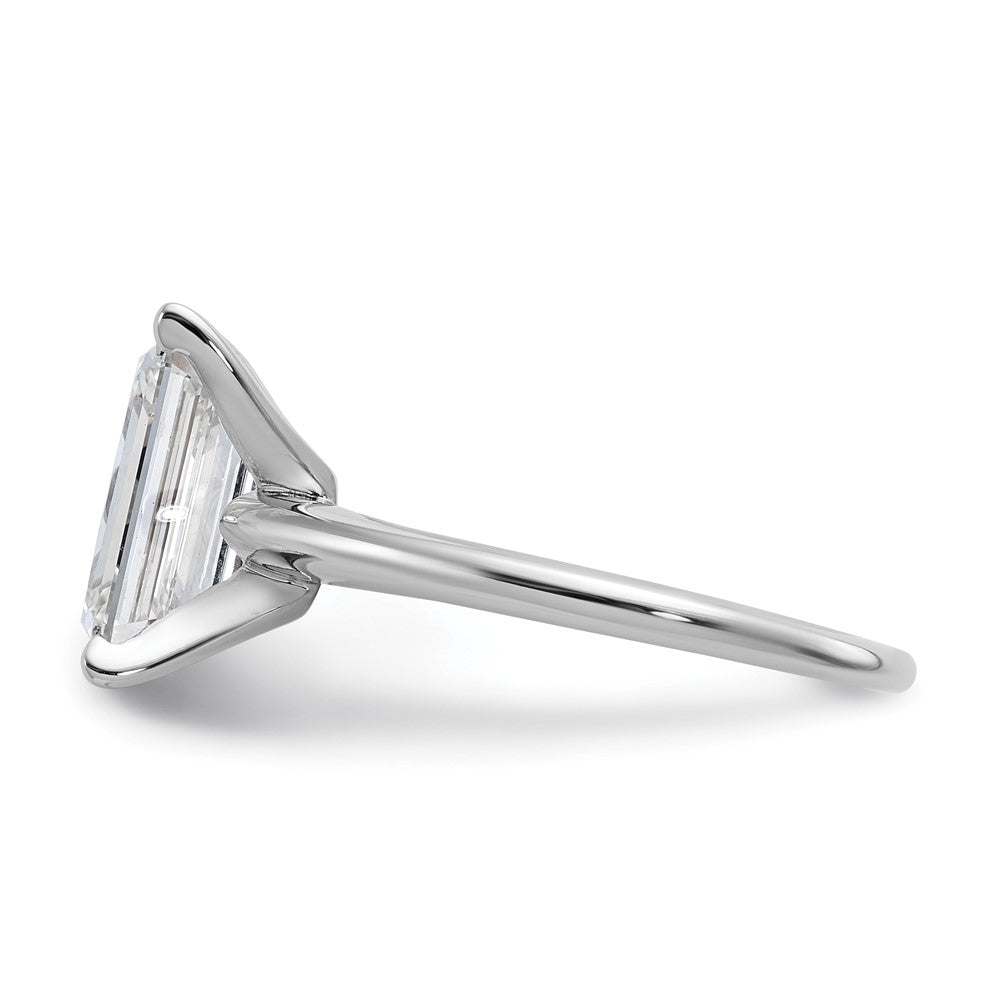 14K White Gold 3 carat Certified Lab Grown Diamond VS+ F+ Emerald Solitaire Complete Engagement Ring