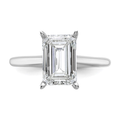14K White Gold 3 carat Certified Lab Grown Diamond VS+ F+ Emerald Solitaire Complete Engagement Ring