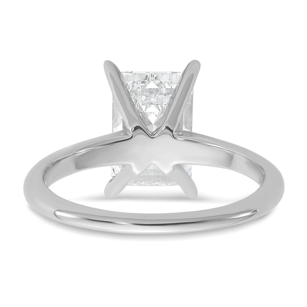 14K White Gold 3 carat Lab Grown Diamond VS+ F+ Emerald Solitaire Complete Engagement Ring
