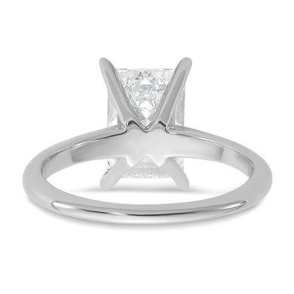14K White Gold 3 carat Certified Lab Grown Diamond VS+ F+ Emerald Solitaire Complete Engagement Ring