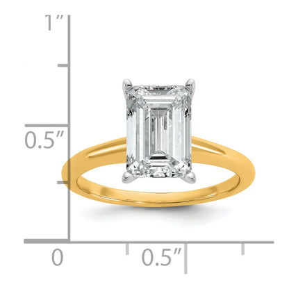 14k Two-Tone 3 Ct. Certified Lab Grown Diamond VS/SI+ G+ Emerald Solitaire Engagement Ring