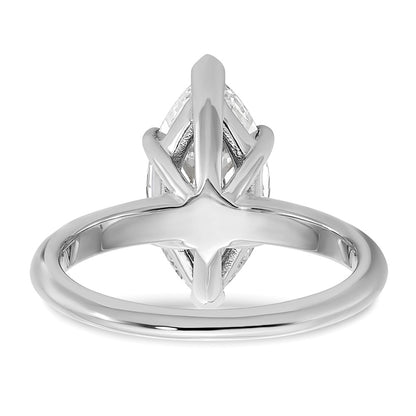14K White Gold 3 carat Certified Lab Grown Diamond VS+ F+ Marquise Solitaire Complete Engagement Ring